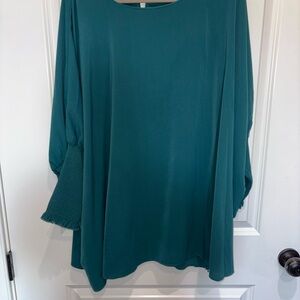 Entro Teal Tunic with Textured Sleeves